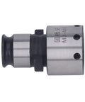 Sturdy Round Die Collet Chuck For Tapping Milling Works Securely Holds M3 M6 Dies With Hex Wrench Blackened Carbon Steel, side view.