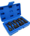 Essential 7-Piece Star Bit Socket Set With 3/8 Drive Includes T20 Through T60 For Tough Auto Repair Jobs And Home Mechanics Looking To Rock A Reliable Tools Kit. 3/8-inch drive black oxide star bit socket set in blue case