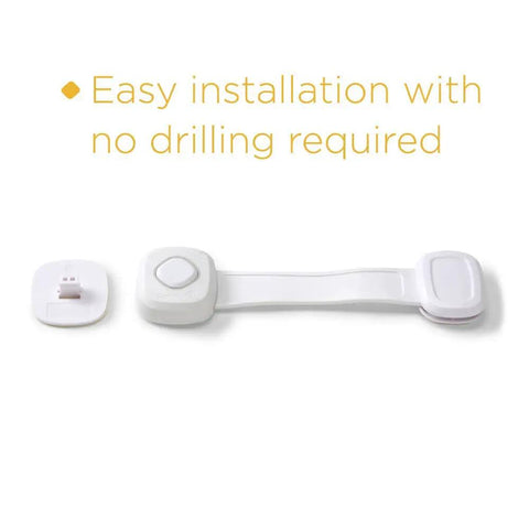 Outsmart All-Purpose Multi-Use Strap Four Pack White Kidproof Locking Straps For Cabinets Doors Drawers Easy Install Without Drilling
