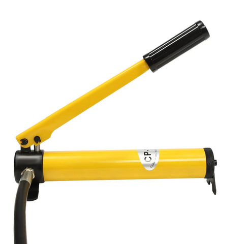 Beefy 8 Ton Split Hydraulic Spreader And Manual Flange Separator showing yellow manual hydraulic pump