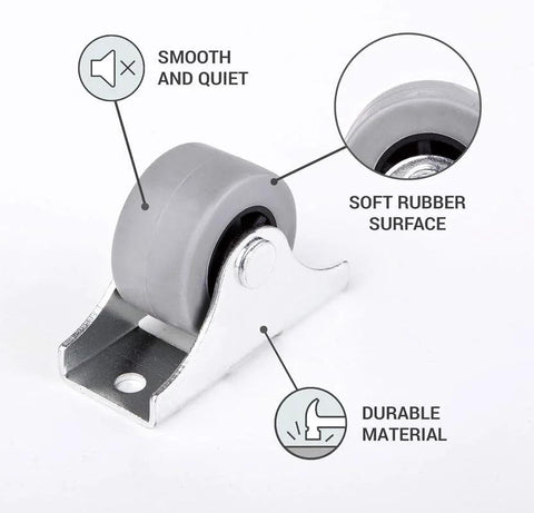 Pack of 20 25 mm rubber caster wheels with metal mounting plate for furniture and appliances