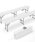 6 Ft Folding Picnic Bench With HDPE Tabletop, Totally Portable Indoor Outdoor Seating for parties, camping, and picnics, unfolded and folded view
