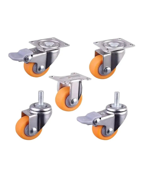 Pack Of 4 Orange 1.5 Inch Screw Casters For Furniture Wheels Silent Polypropylene Casters For Display Cabinets And Speaker Stands Easy Gliding