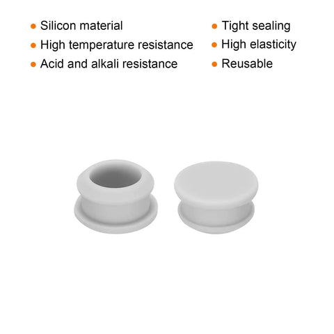 Heavy Duty Silicone Snap In Locking Hole Plugs Waterproof Flush Mount Rubber Panel Seals And Bulkhead Covers 17mm Diameter Gray pack of 10 displayed in two angles.
