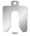 Solid 80 Piece 304 Stainless Steel Slotted Shims 0.001 Inch Laser Cut Precision Metal Shim Kit shown with detail.