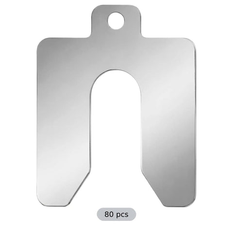 Solid 80 Piece 304 Stainless Steel Slotted Shims 0.001 Inch Laser Cut Precision Metal Shim Kit shown with detail.