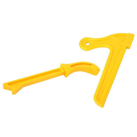 Two Pack Yellow Plastic Push Sticks for Safe Woodworking Ergonomic Handle Durable Push Blocks for Router Table Shaper Band Saw and Table Saw Ideal for Narrow Pieces and Precise Cuts showing ergonomic design and bright color