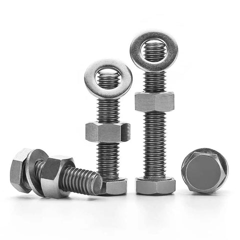 Beefy Titanium Outside Hex Screws Nuts And Flat Washers Kit Five Piece M6x90mm TA2 Corrosion Resistant Lightweight Industrial Fastener Set
