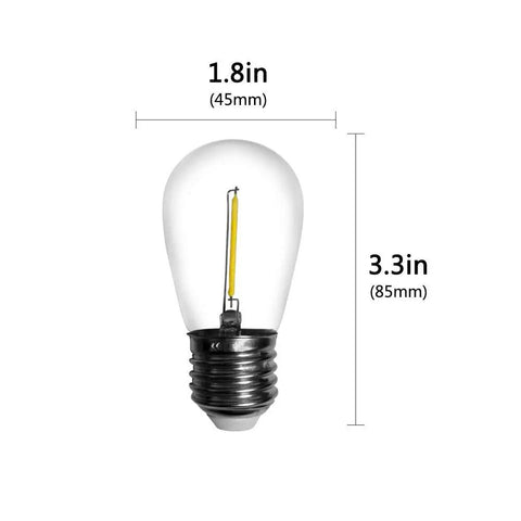 LED String Light Bulbs 1W Shatterproof Waterproof E26 Base Edison Bulbs Daylight White 6000K 150 Lumen Energy Efficient