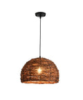 Cozy Vibe Rattan Pendant Light Fixture with Beach Wicker Dome Shade, adjustable cord up to 47 inches, natural brown.
