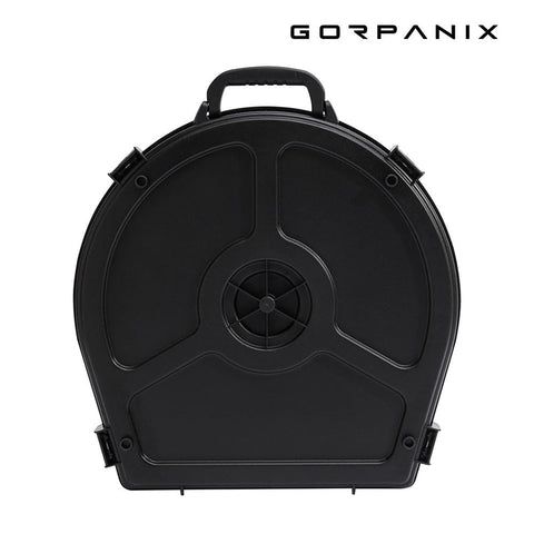 Road Ready Twenty Two Inch Cymbal Case Packs Thick Foam Guard To Lock Down Ten 21 Inch Cymbals Safe For Gig Hopping Studio Tracking Or Garage Jamming Keep Your Rig Locked Tight, back view of hard shell case.