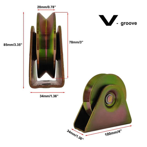 3 Inch V Groove Caster Wheels For Sliding Gates Heavy Duty 1100 Lb Per Pair Tough As Nails Rigid Caster With Bracket
