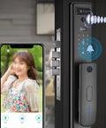 Smart Door Lock with Fingerprint Smart Lock Visual Intercom and Night Vision Camera for Secure Entry.
