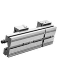 Industrial Grade Precision Bench Vise 4 Inch With Swiveling Base And Ridiculously Strong Clamping Force showing metal clamping mechanism.
