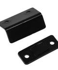 Black L-shaped steel magnet for cabinets, part of Cabinet Door Magnetic Catch With Suction Stop No Drill Easy Install system.