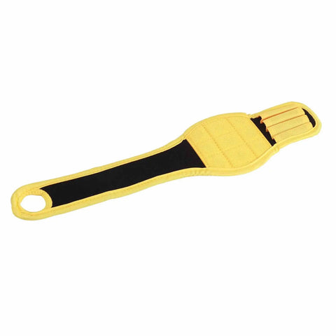 Adjustable Magnetic Wristband For Screws And Small Metal Parts, Durable Nylon Strap Built For DIY Pros, Home Renovation, Woodworking And Crafts, Keeps Fasteners Handy And Within Reach On The Job yellow nylon wristband with thumb ring