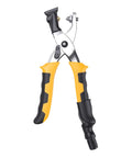 RitoEasysports Electric Badminton Racket Trumpet Plier 2A with yellow and black grip handles for grommet installation.