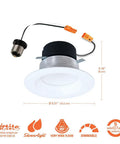4 Inch LED Recessed Retrofit Trim Can Light Kit For Indoor Outdoor Use, 3 CCTs, Easy Install, Fits Most Housings, 6 Pack
