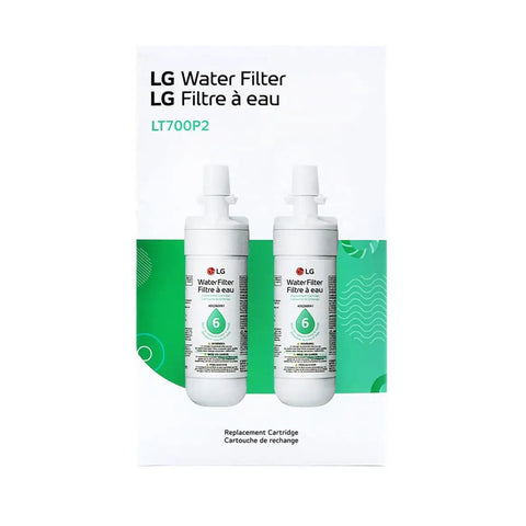 LT700P2 Refrigerator Water Filter Replacement 6 Month 200 Gallon 2 Pack White For Fresher Water And Crisper Ice NSF Certified