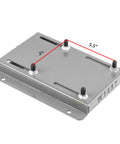 Adjustable 145T motor base mount plate with steel construction, measures 5.5 by 5 inches, designed for heavy-duty universal applications.
