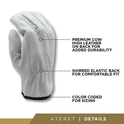 12 Pairs XXL Heavy Duty Cowhide Leather Work Gloves With Full Leather Palm And Keystone Thumb For Construction, Driving
