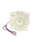 Samsung Refrigerator Evaporator Fan Motor DA31-00342A Direct Replacement, 12V DC, 4.2W, 0.35A, front view with wiring.