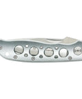 EDC Ready Folding Knife With 3.2 Inch Drop Point Blade, Rugged Aluminum Handle, image of closed handle view