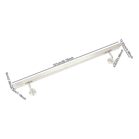 Heavy Duty Flush Handrail Set Wall Mount Stainless Steel Stair Railing Kit With Slick Silver Finish dimensions 101cm x 6cm