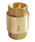 Brass inline 3/4in check valve with NPT female threads; one-way water flow