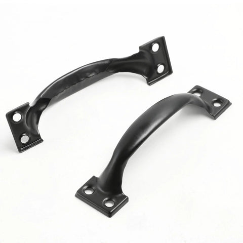 4 Inch Black Iron Cabinet Pulls Pack Of 2 With Ergonomic Grip, Vintage Rustic Style Solid Iron Handles In Matte Black Finish