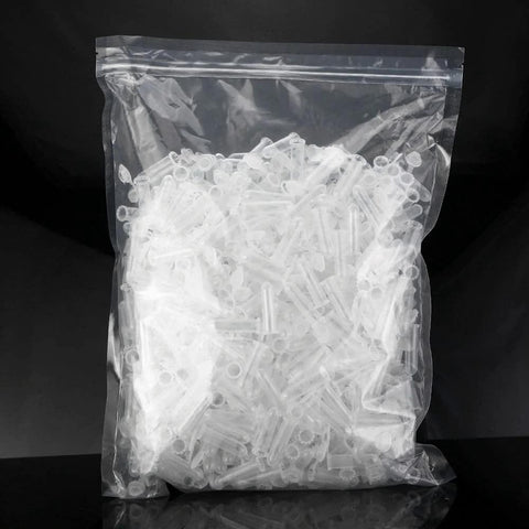 Bag of 100 clear 2ml microcentrifuge tubes with caps, EO sterilized plastic vials