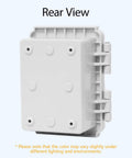 Rear view of Rugged IP67 Waterproof Electrical Junction Box With Hinged Cover And Stainless Steel Latch, ABS Plastic Enclosure, Grey.