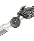 Motorcycle Style Folding Knife With 4.75 Inch Etched Stainless Blade Cast Metal Bike Handle Built In LED Light