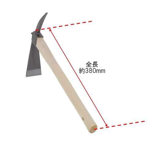 One-Handed Hoe Pick Mattock for Breaking Tough Soil, 12.7 oz, wood handle, S45C blade, all-purpose garden tool