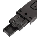 Close-up of a 9 Inch Drawer Slides Full Extension Ball Bearing Tracks with black finish and cold rolled steel, for cabinets and furniture use.