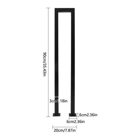 Dead Solid Three Foot U Shaped Staircase Handrail With Non Slip Grip Heavy Duty Galvanized Wrought Iron Railing dimensions and details.