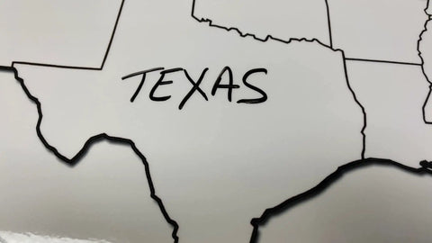Close-up of Texas on Extra Large Blank 50 States Outline Map Poster Laminated 22x34 US Wall Map For Classroom Or Home Study With Dry Erase Marker Included Heavy Duty 5 Mil Laminate For Reusable Geography Lessons And No Brainer Quizzes.