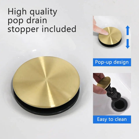 Sleek Gold Brushed Bathroom Sink Faucet With 360 Degree Swivel Spout Single Handle Deck Plate 4 Inch Centerset Vanity Faucet pop-up drain