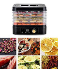 Professional Beast Mode Electric Food Dehydrator With 5 Stackable Trays And Digital 48 Hour Timer Adjustable Temp, displayed with layered fruits.