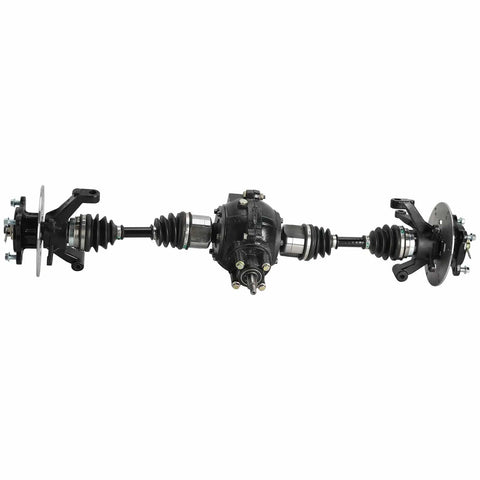 4WD Rear CV Axle Shaft Assembly Kit With Reverse Gearbox For DIY ATV Go Kart Quad Buggy Includes Steering Spindles Swing Arms Tie Rod Ends Wheel Hubs Brake Discs Calipers Rear Drive Shaft Differential product layout.