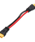 Beefy XT60 Extension Cable 10AWG 0.5ft Male To Female Connector with black and red wires for RC batteries and more.