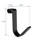 4 Pack Add On Storage Rail Hook Accessory for Ceiling Rack and Wall Shelving Systems 100 lbs tested, black steel hook dimensions