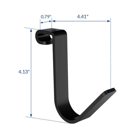 4 Pack Add On Storage Rail Hook Accessory for Ceiling Rack and Wall Shelving Systems 100 lbs tested, black steel hook dimensions