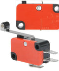 Six Pack V 156 1C25 Micro Limit Switches With Hinge Roller Momentary SPDT Snap Action in close-up view showing long roller lever