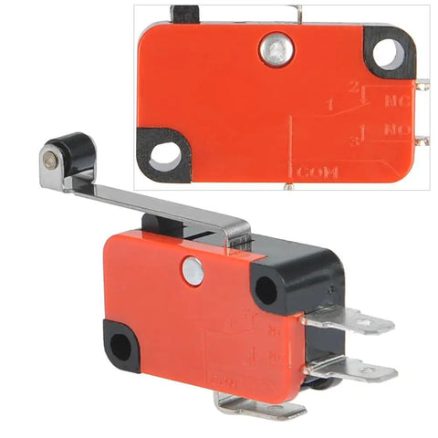 Six Pack V 156 1C25 Micro Limit Switches With Hinge Roller Momentary SPDT Snap Action in close-up view showing long roller lever