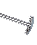Stair Runner Rod Kit With Vintage Brass Finish Adjustable Runners For Carpet Secure Holders Brackets Screws Non Slip Grippers End Caps Ready To Install Complete Floor Mat Bar Set chrome rod and bracket close-up