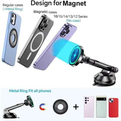 Legit Magnetic Wireless Car Charger With Hella Secure N55 Magnets And Quick Charge Universal Phone Mount Delivers Dead Accurate Viewing Angles Via Smooth Extending Arm Daily showcasing various phone cases and magnetic mount.