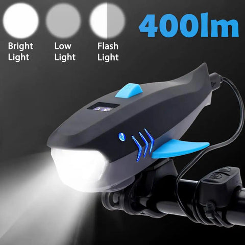 Bike Horn With Light 120dB Electric Bell And 400LM Rechargeable Headlight, IPX4 Waterproof Kid Friendly Bike Accessory For Boys And Girls, Fits Scooters, Easy Install With Battery Included, Great For Day Or Night Rides