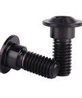 Two Badass Grade 5 Titanium Motorcycle Brake Rotor Bolts M8 X 20mm and 25mm CNC Anodized Black screws, heavy duty design.