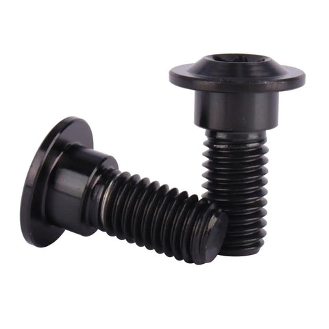 Two Badass Grade 5 Titanium Motorcycle Brake Rotor Bolts M8 X 20mm and 25mm CNC Anodized Black screws, heavy duty design.